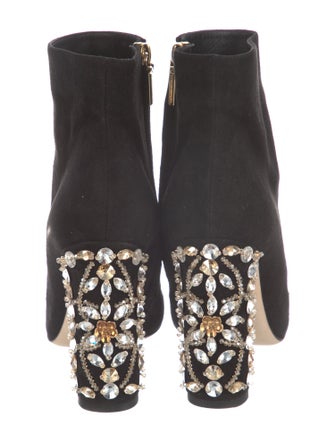 Dolce & Gabbana Suede Crystal Embellishments Boots