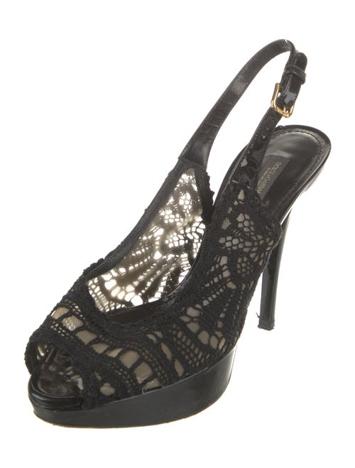 Dolce & Gabbana Lace Lace Trim Embellishment Slingback Pumps