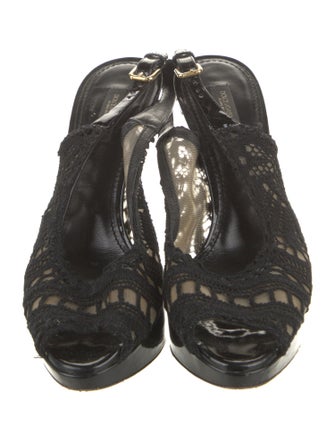 Dolce & Gabbana Lace Lace Trim Embellishment Slingback Pumps