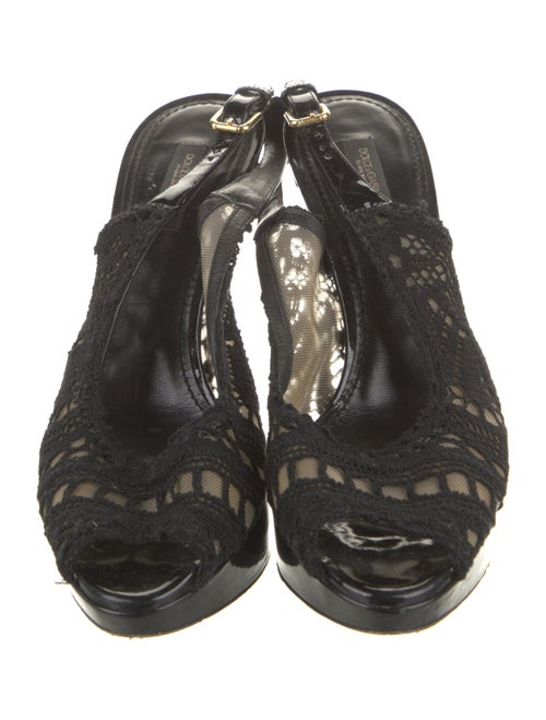Dolce & Gabbana Lace Lace Trim Embellishment Slingback Pumps