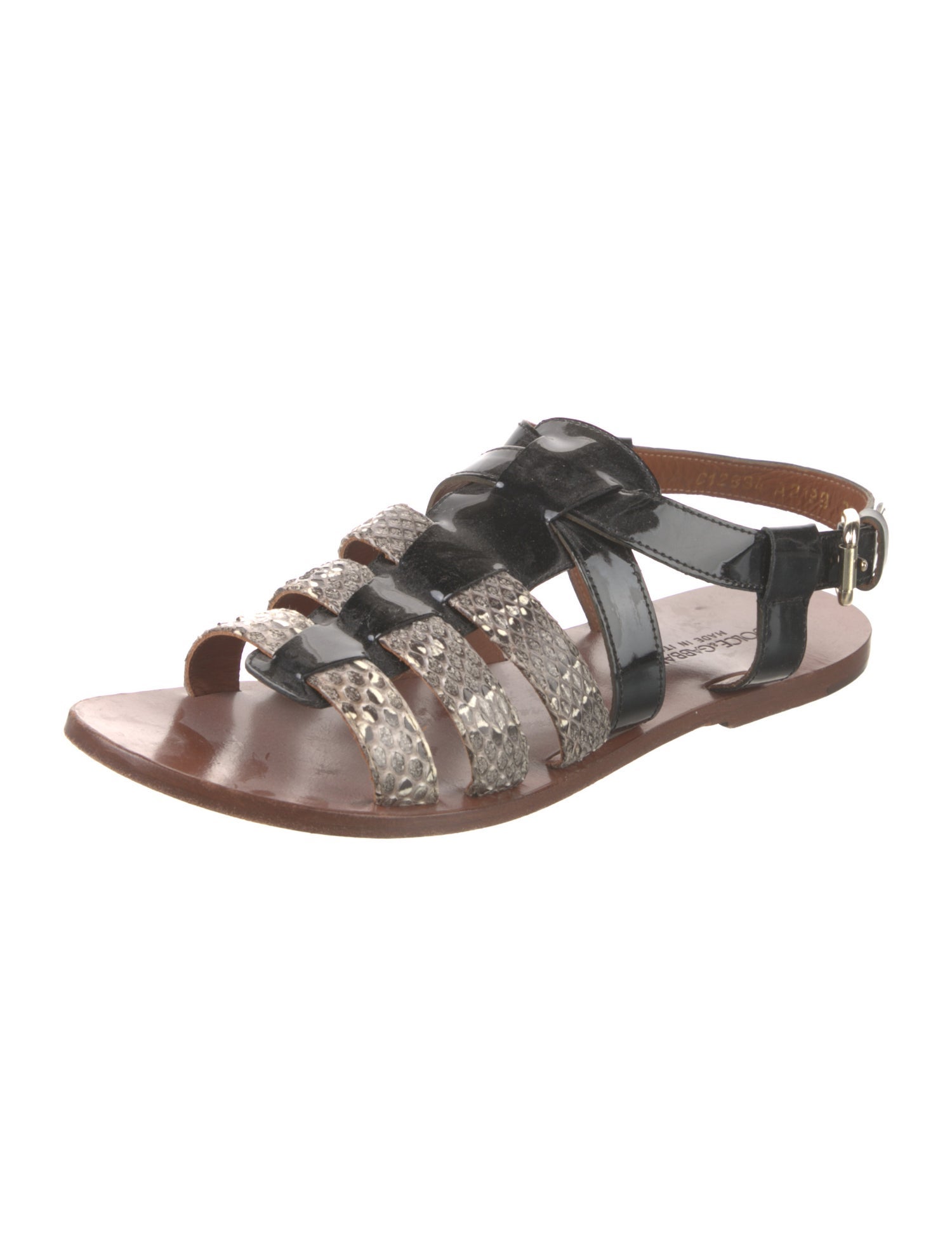 Dolce & Gabbana Patent Leather Animal Print Gladiator Sandals