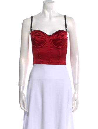 Dolce & Gabbana Silk Square Neckline Crop Top