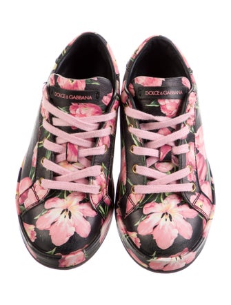Dolce & Gabbana Girls' Leather Floral Print Sneakers
