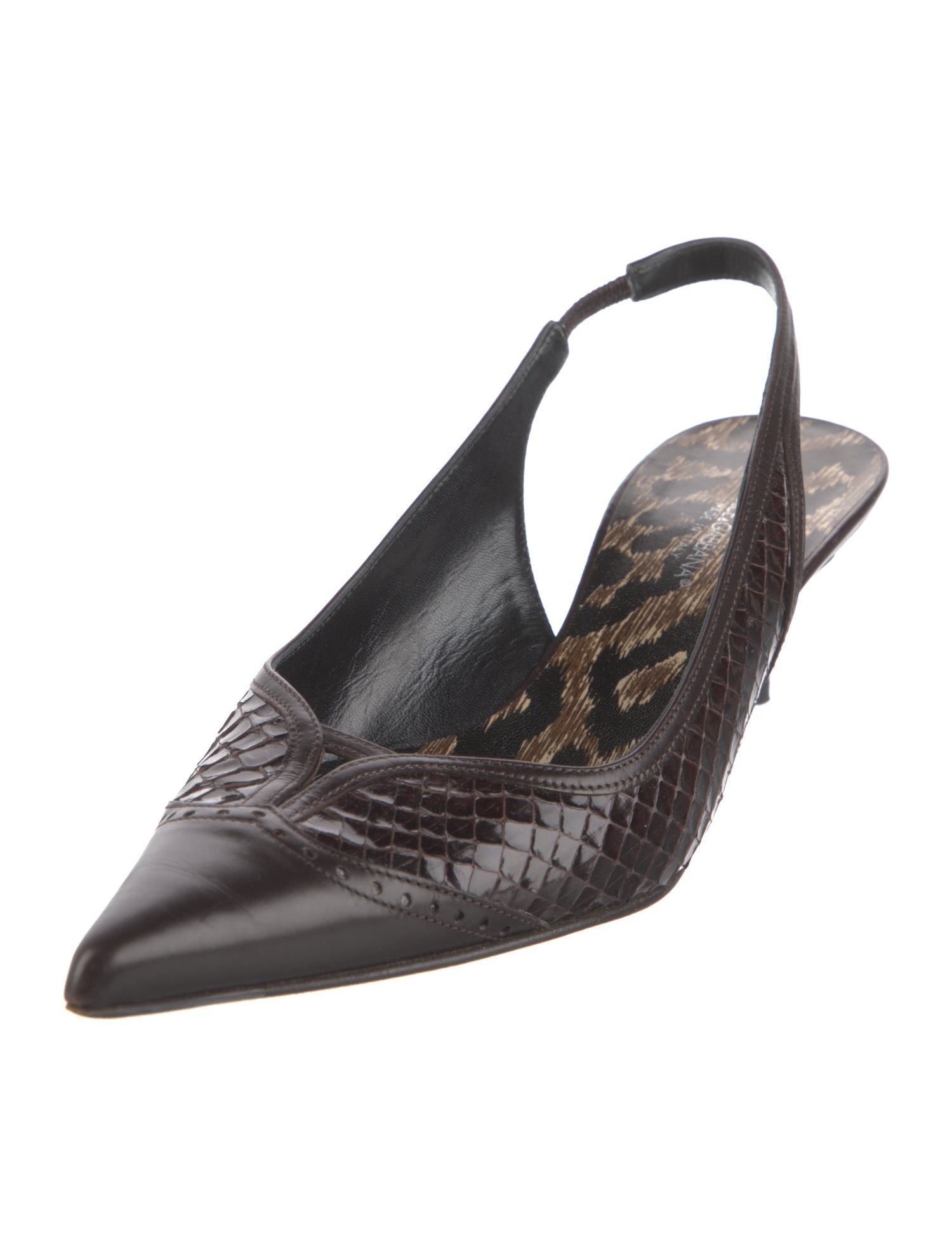 Dolce & Gabbana Snakeskin Animal Print Slingback Pumps