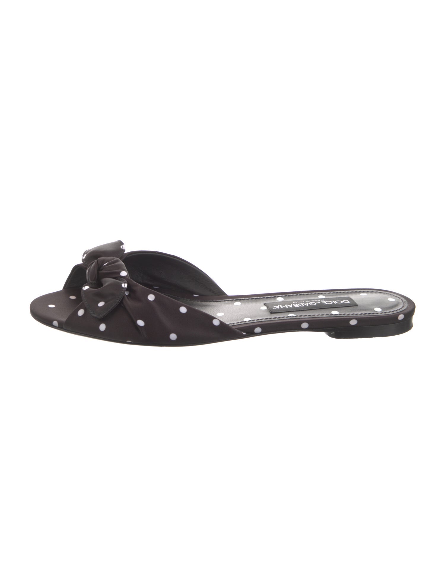 Dolce & Gabbana Satin Polka Dot Print Slides