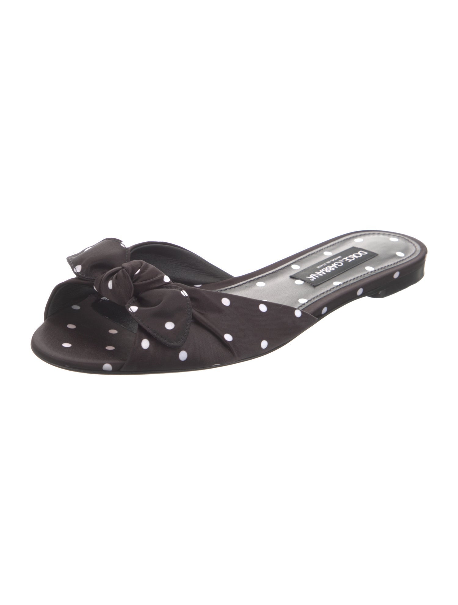 Dolce & Gabbana Satin Polka Dot Print Slides