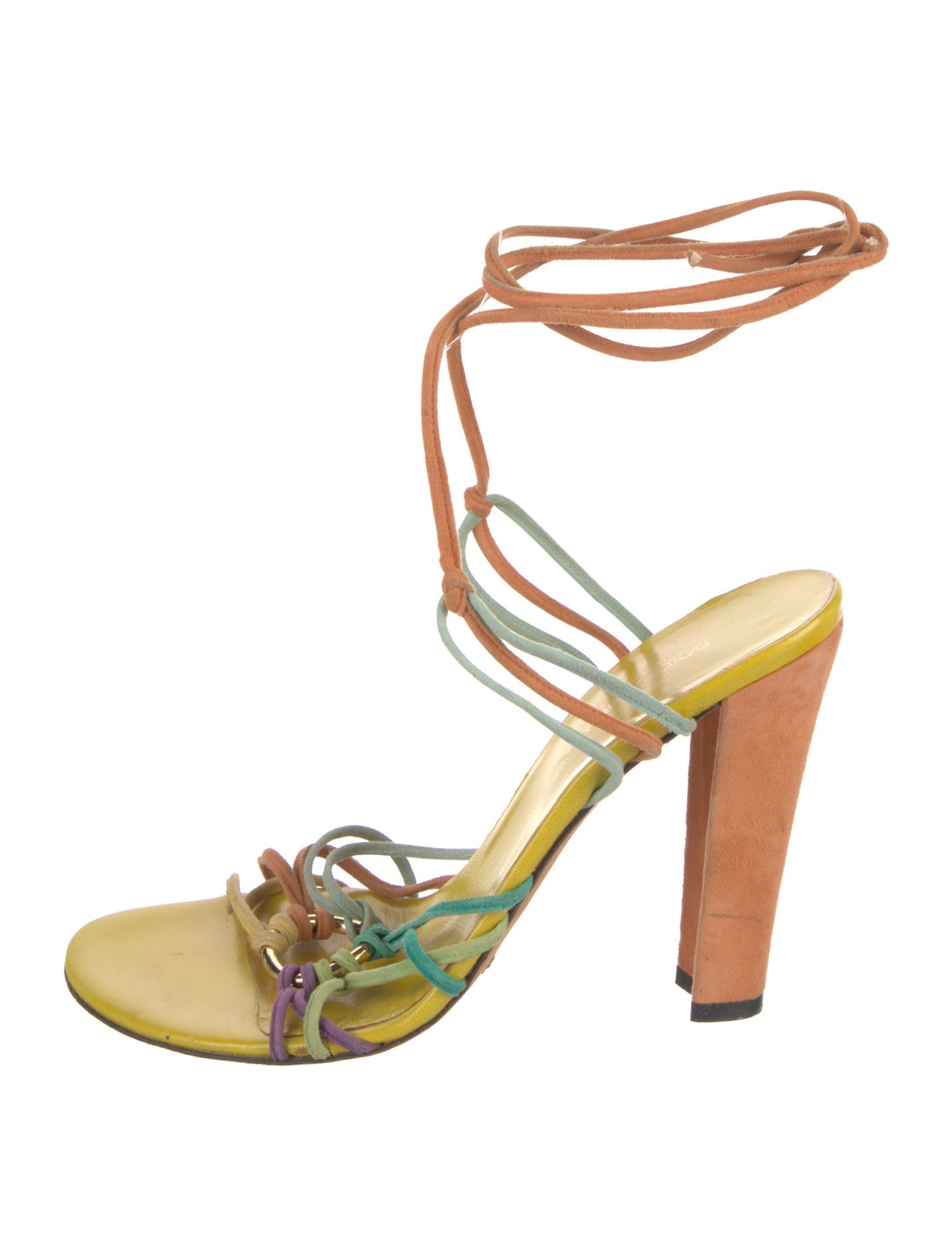 Dolce & Gabbana Suede Colorblock Pattern Sandals