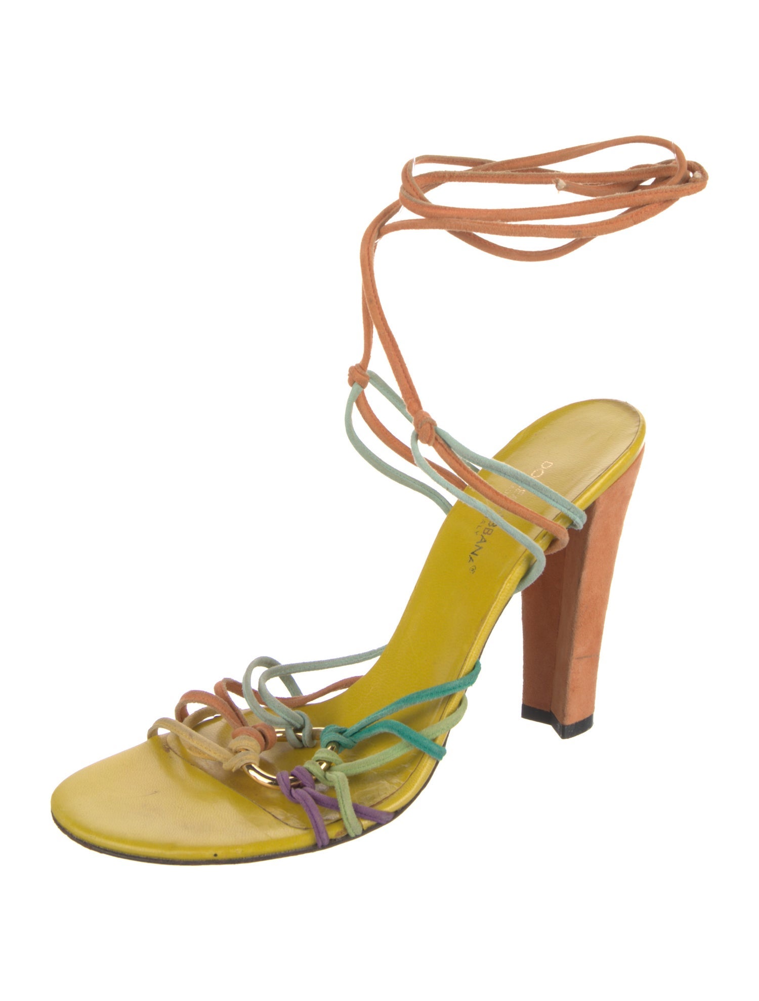 Dolce & Gabbana Suede Colorblock Pattern Sandals