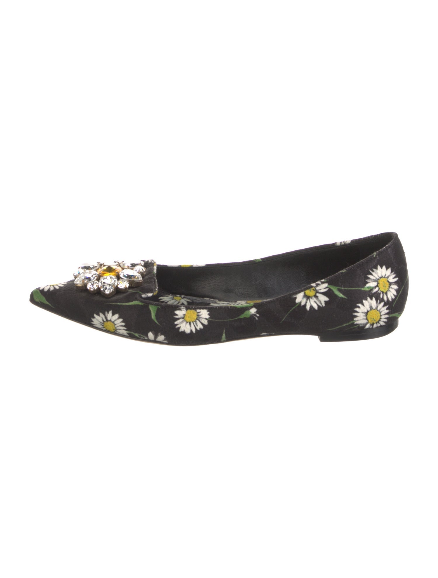 Dolce & Gabbana Floral Print Crystal Embellishments Ballet Flats