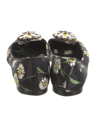 Dolce & Gabbana Floral Print Crystal Embellishments Ballet Flats