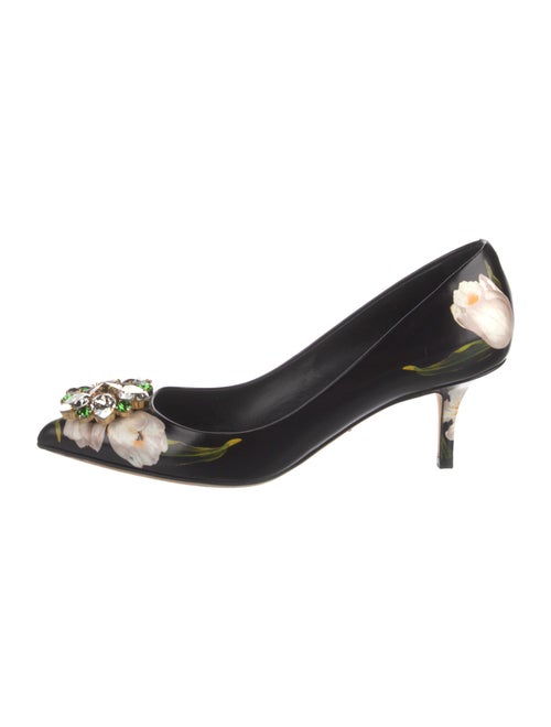 Dolce & Gabbana Leather Floral Print Pumps