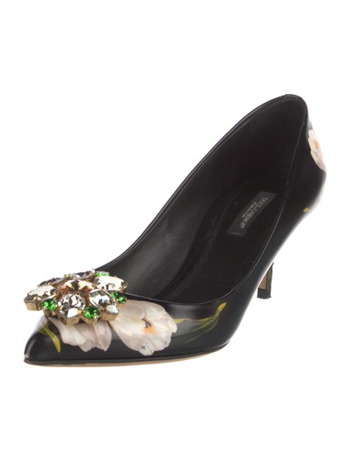 Dolce & Gabbana Leather Floral Print Pumps
