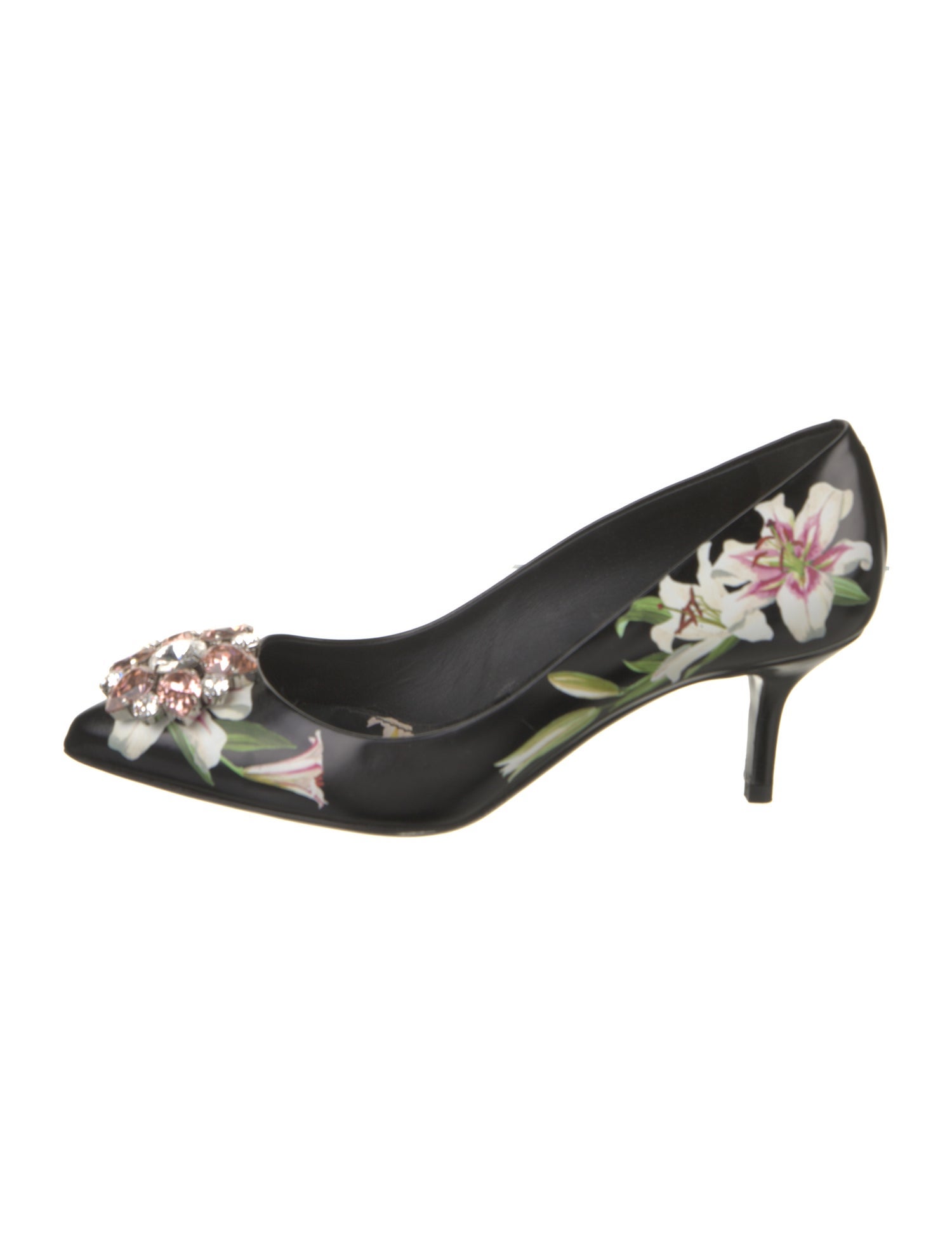 Dolce & Gabbana Leather Floral Print Pumps