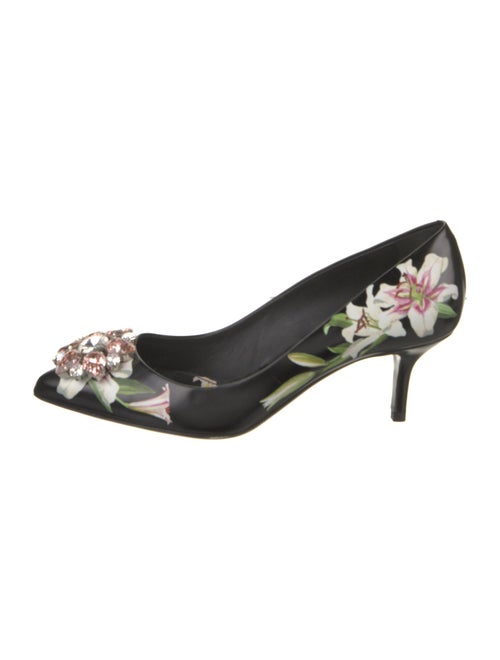 Dolce & Gabbana Leather Floral Print Pumps