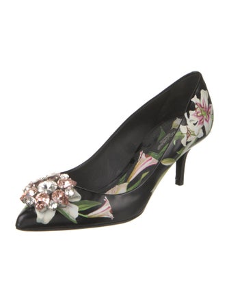 Dolce & Gabbana Leather Floral Print Pumps
