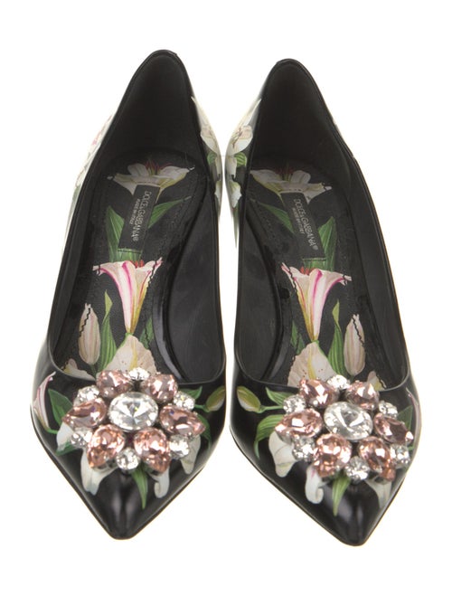 Dolce & Gabbana Leather Floral Print Pumps
