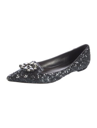 Dolce & Gabbana Sequins Crystal Embellishments Flats
