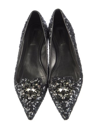 Dolce & Gabbana Sequins Crystal Embellishments Flats