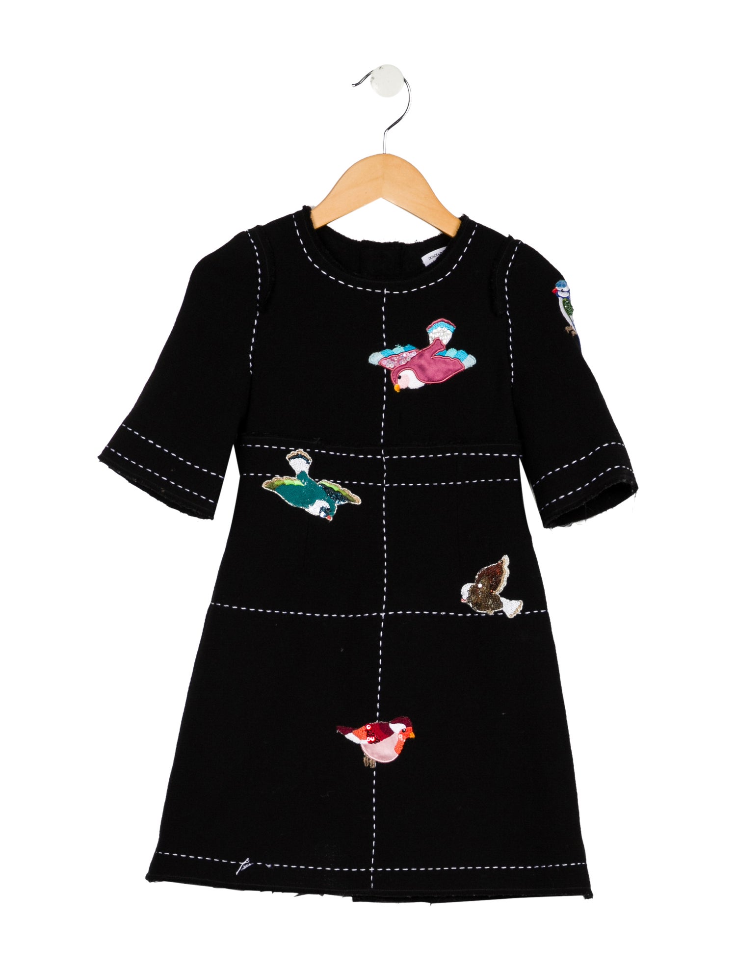Dolce & Gabbana Girls' Short Sleeve Wool Embellished Dress