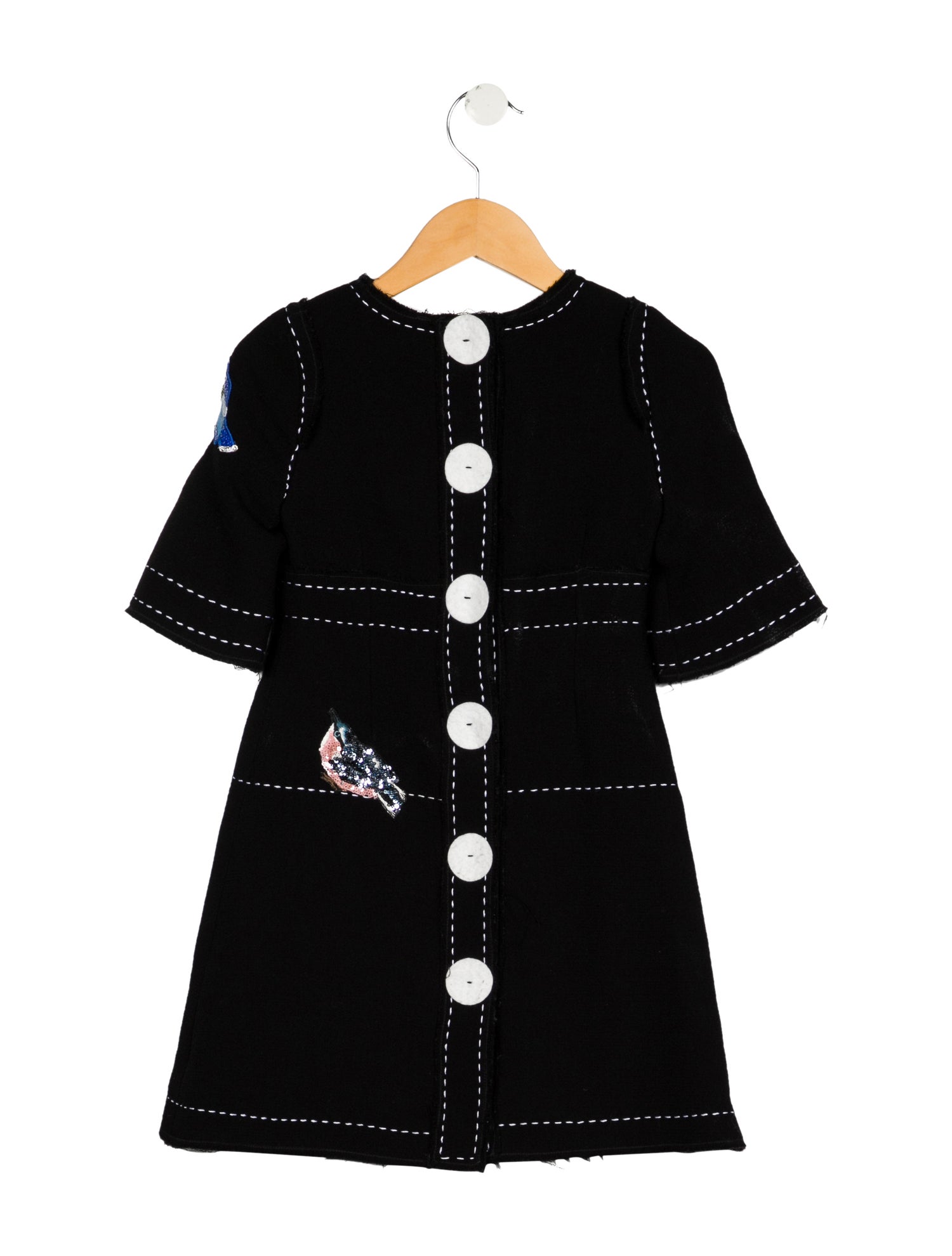 Dolce & Gabbana Girls' Short Sleeve Wool Embellished Dress