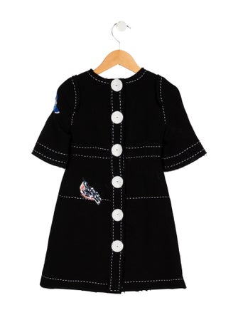 Dolce & Gabbana Girls' Short Sleeve Wool Embellished Dress