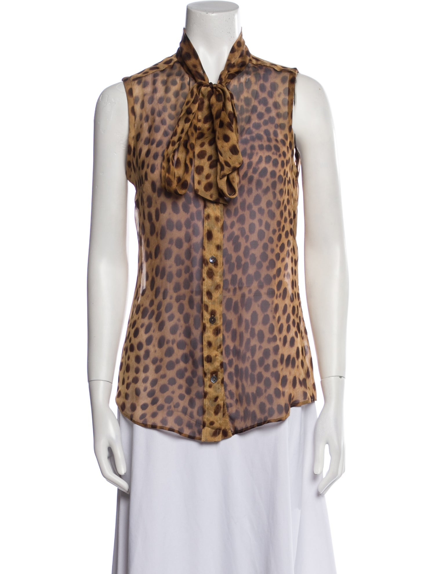 Dolce & Gabbana Animal Print Sleeveless Button-Up Top