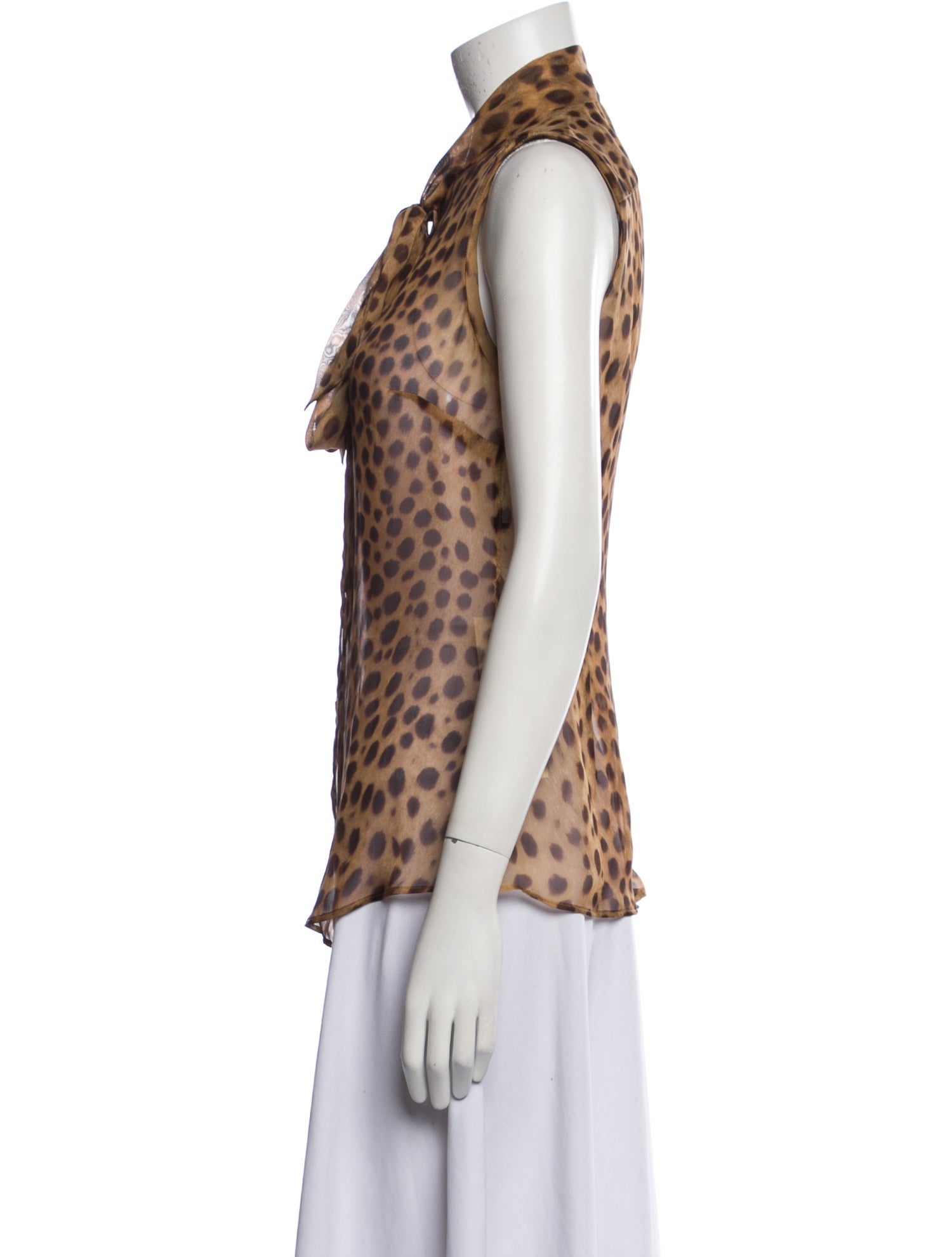 Dolce & Gabbana Animal Print Sleeveless Button-Up Top