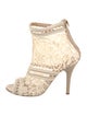 Dolce & Gabbana Lace Pattern Leather Trim Embellishment Gladiator Sandals
