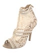 Dolce & Gabbana Lace Pattern Leather Trim Embellishment Gladiator Sandals