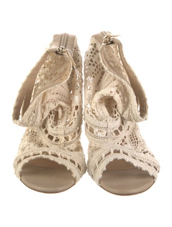 Dolce & Gabbana Lace Pattern Leather Trim Embellishment Gladiator Sandals