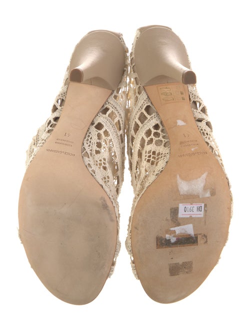 Dolce & Gabbana Lace Pattern Leather Trim Embellishment Gladiator Sandals