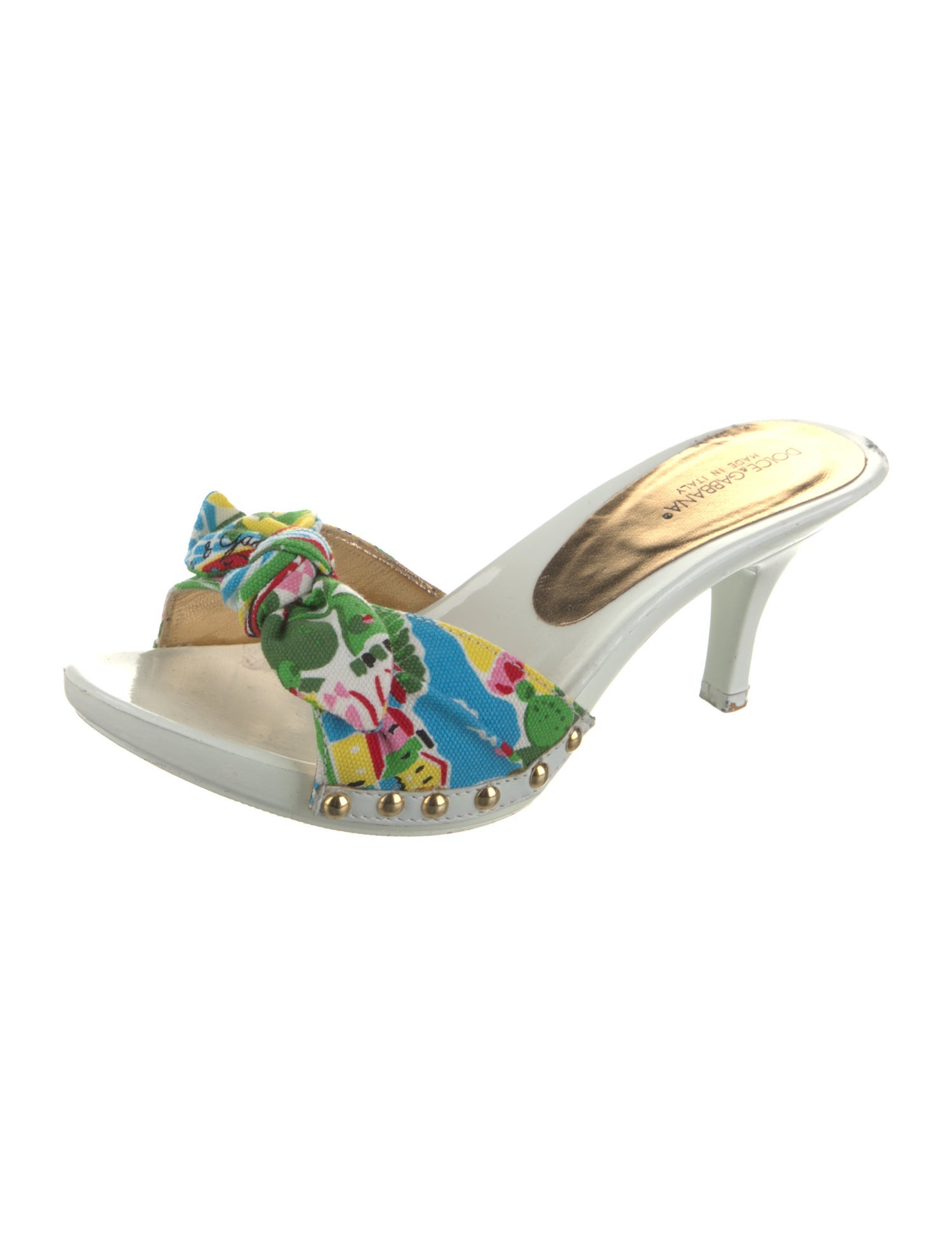 Dolce & Gabbana Floral Print Bow Accents Slides