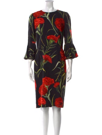 Dolce & Gabbana Floral Print Midi Length Dress