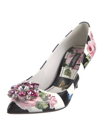 Dolce & Gabbana Leather Floral Print Pumps