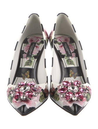 Dolce & Gabbana Leather Floral Print Pumps
