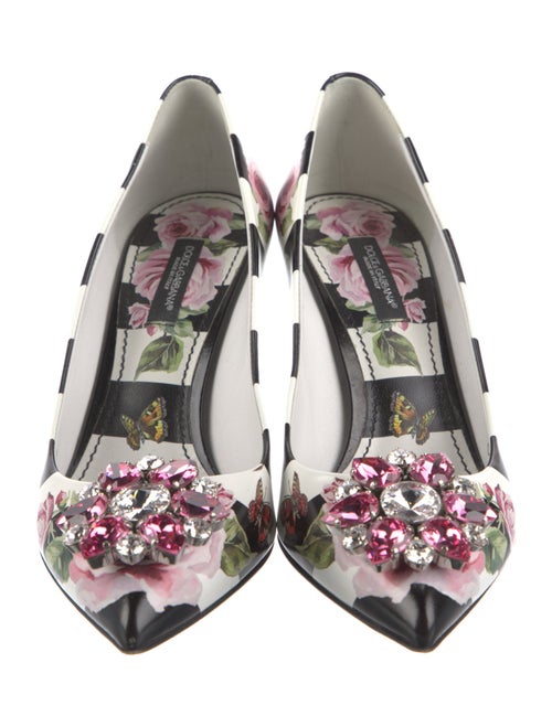 Dolce & Gabbana Leather Floral Print Pumps
