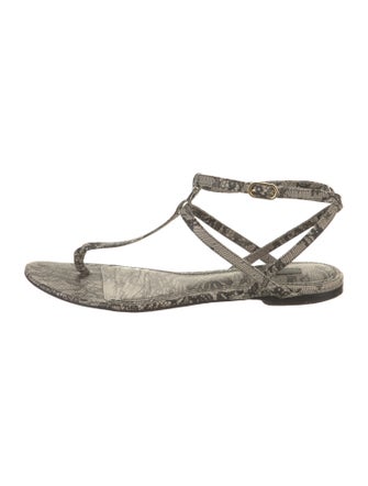 Dolce & Gabbana Leather Animal Print T-Strap Sandals