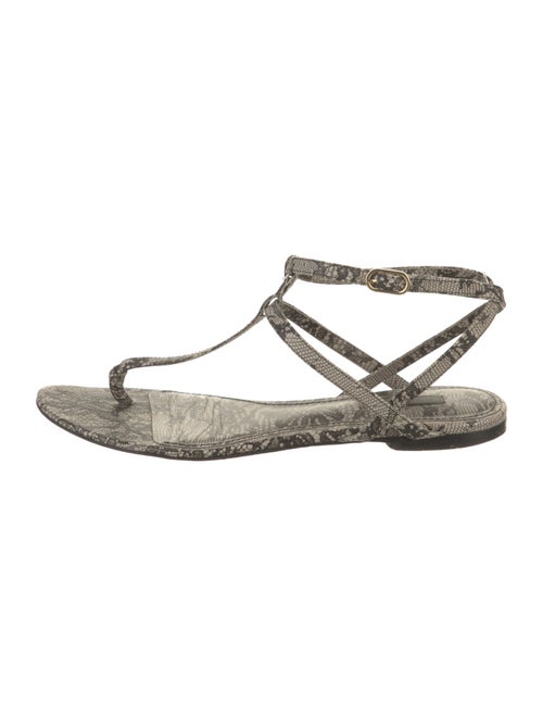 Dolce & Gabbana Leather Animal Print T-Strap Sandals