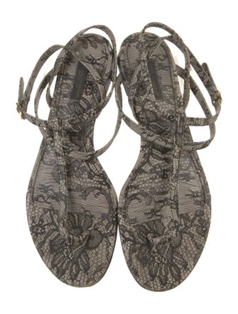 Dolce & Gabbana Leather Animal Print T-Strap Sandals