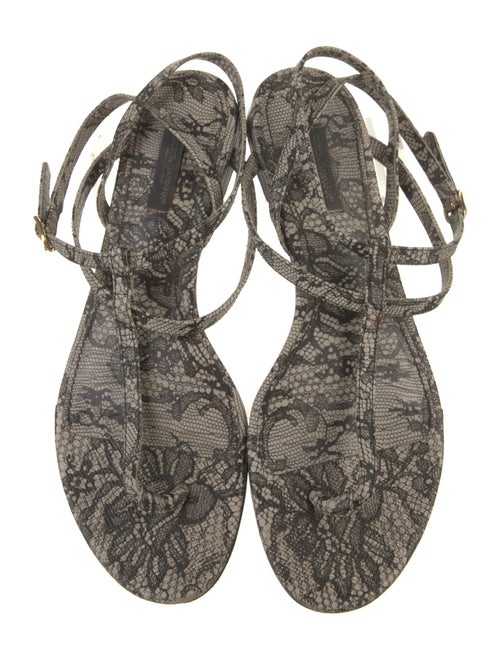 Dolce & Gabbana Leather Animal Print T-Strap Sandals