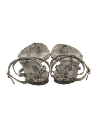 Dolce & Gabbana Leather Animal Print T-Strap Sandals