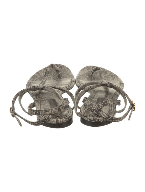 Dolce & Gabbana Leather Animal Print T-Strap Sandals