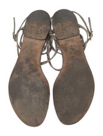 Dolce & Gabbana Leather Animal Print T-Strap Sandals