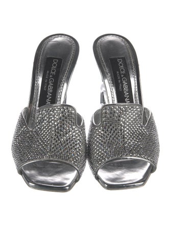 Dolce & Gabbana Leather Crystal Embellishments Slides