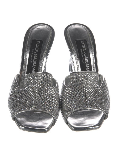 Dolce & Gabbana Leather Crystal Embellishments Slides