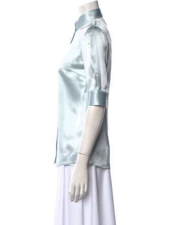 Dolce & Gabbana Silk Three-Quarter Sleeve Button-Up Top