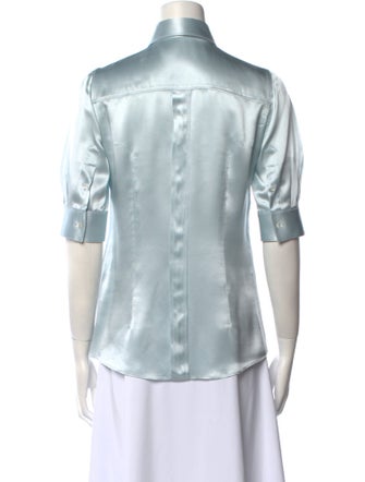 Dolce & Gabbana Silk Three-Quarter Sleeve Button-Up Top
