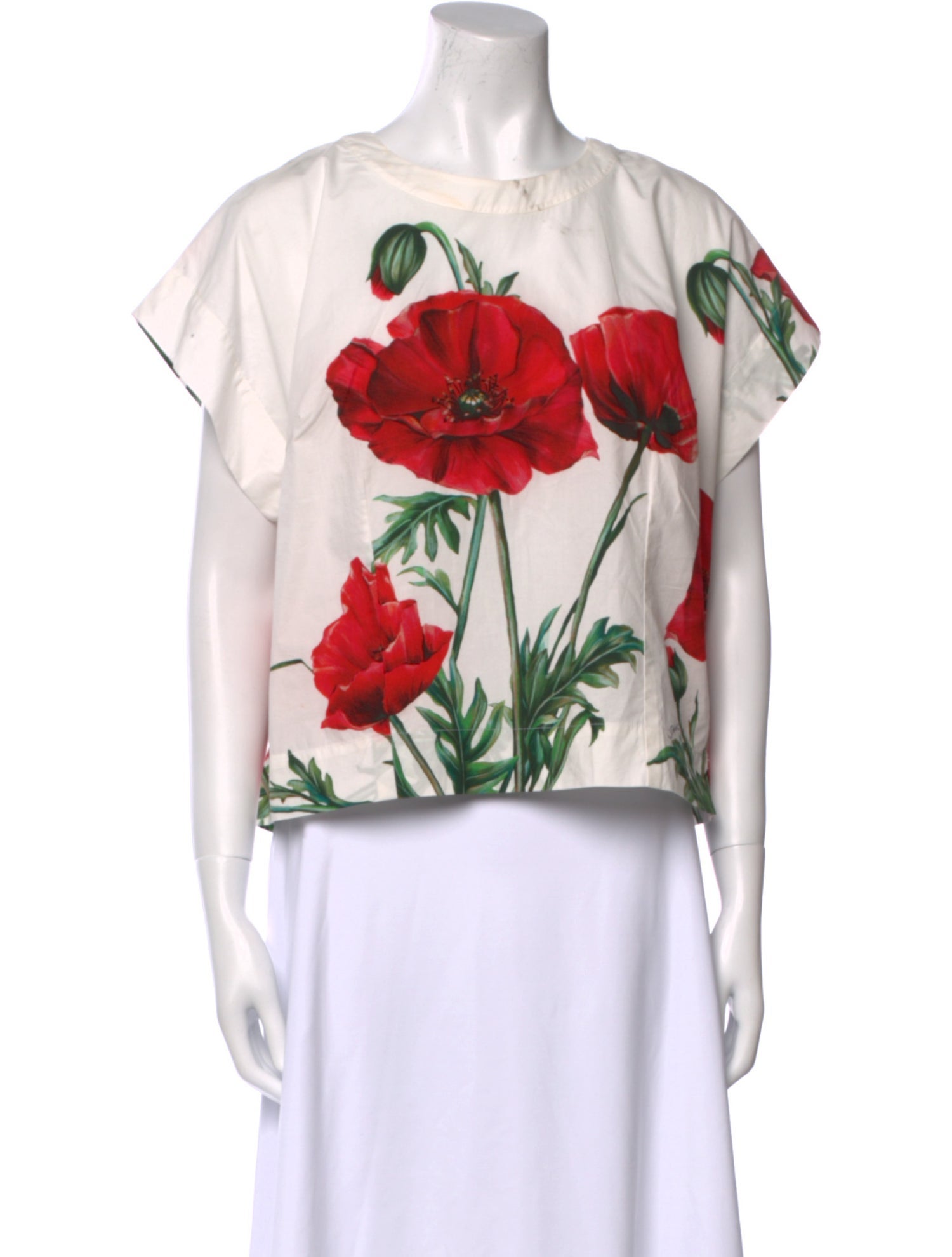 Dolce & Gabbana Floral Print Scoop Neck Crop Top