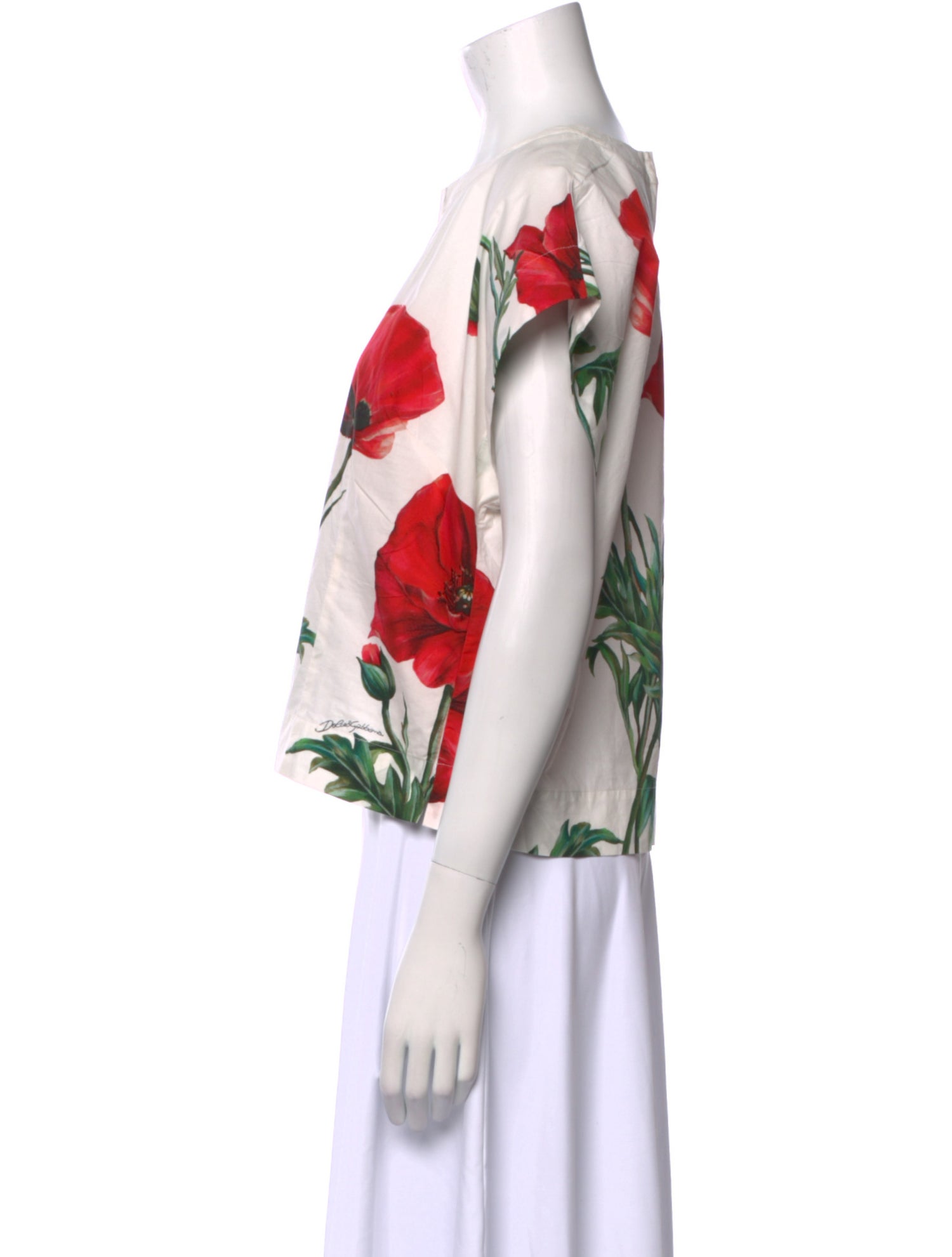 Dolce & Gabbana Floral Print Scoop Neck Crop Top