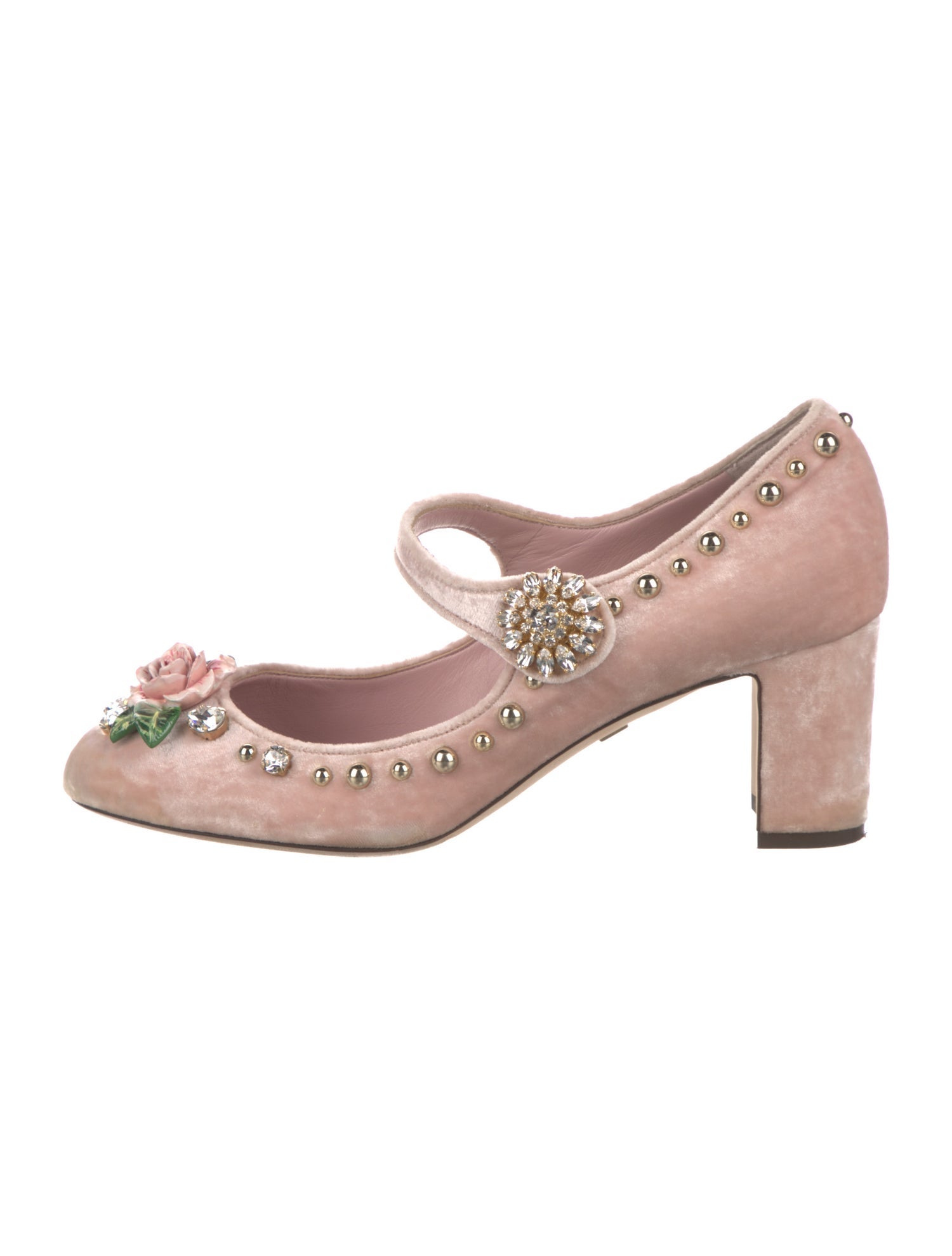 Dolce & Gabbana Velvet Crystal Embellishments Pumps